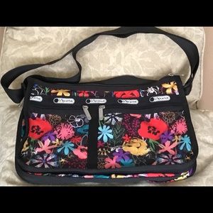 Lesportsac black and floral cross-body bag